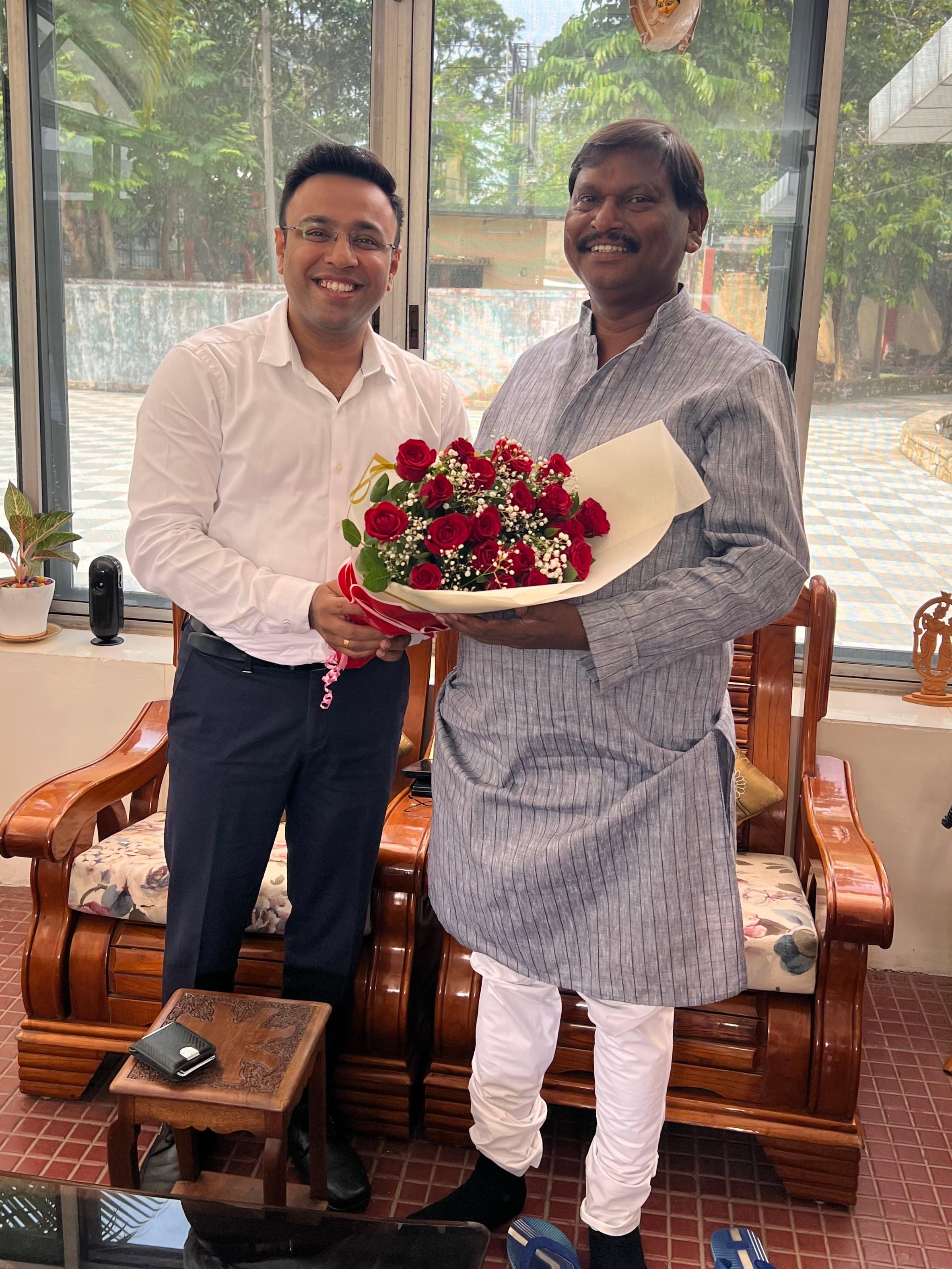 Pravin Kaushal with Shri Arjun Munda at his residence in Ranchi.