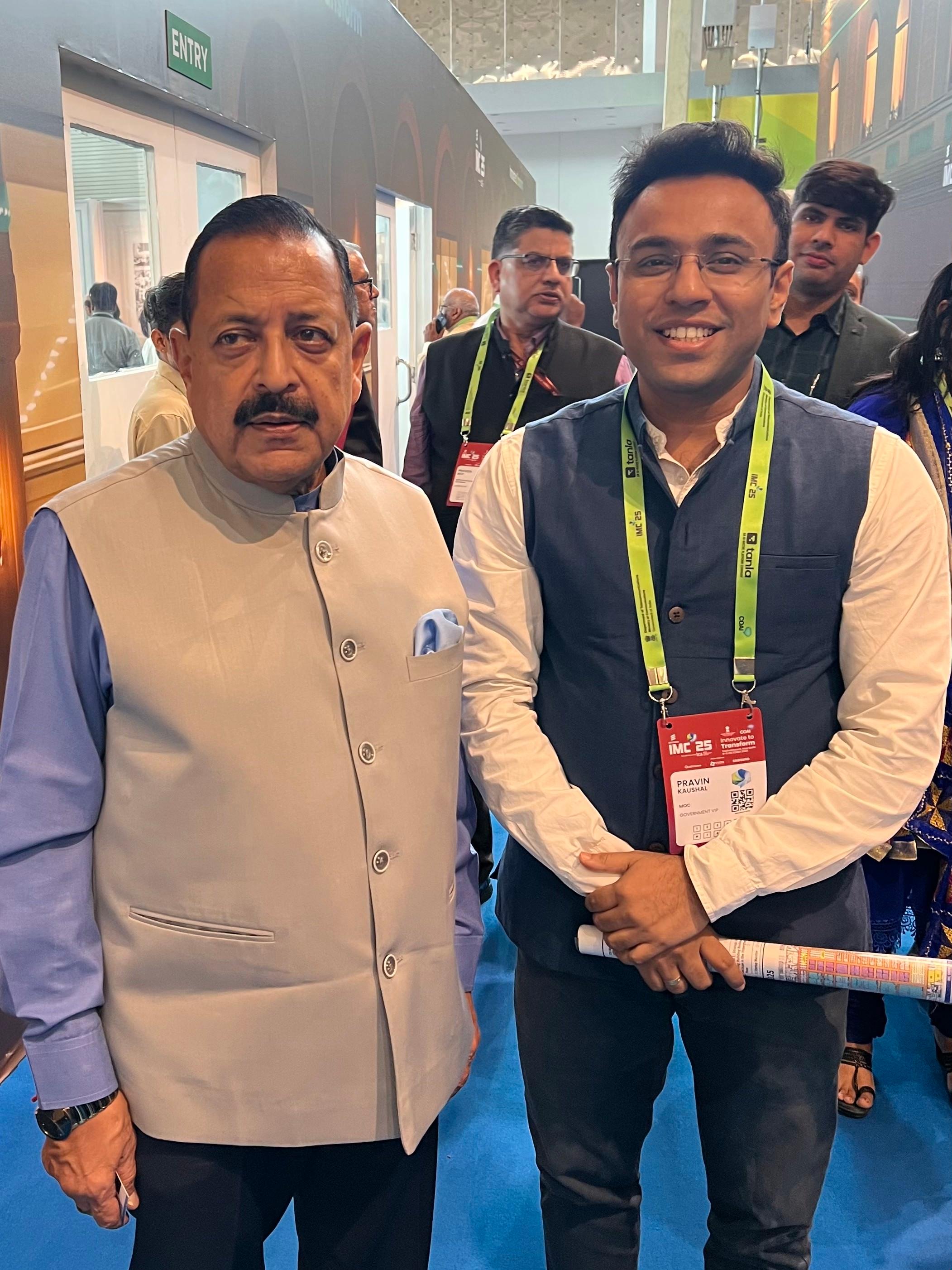 Pravin Kaushal with Shri Jitendra Singh at Bharat Mandapam in New Delhi.