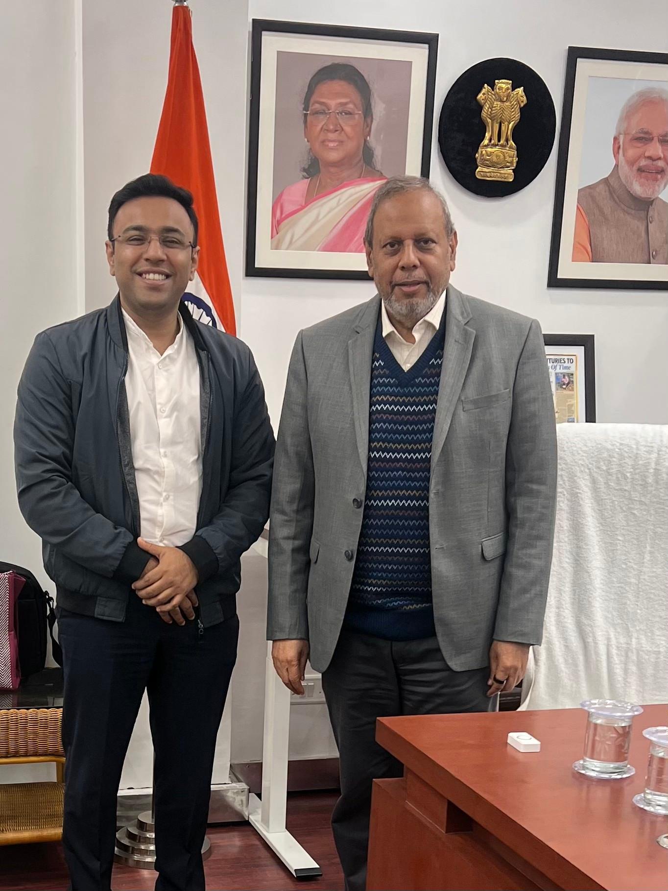 Pravin Kaushal meeting Prof. Mahendra Dev at Niti Aayog in New Delhi.