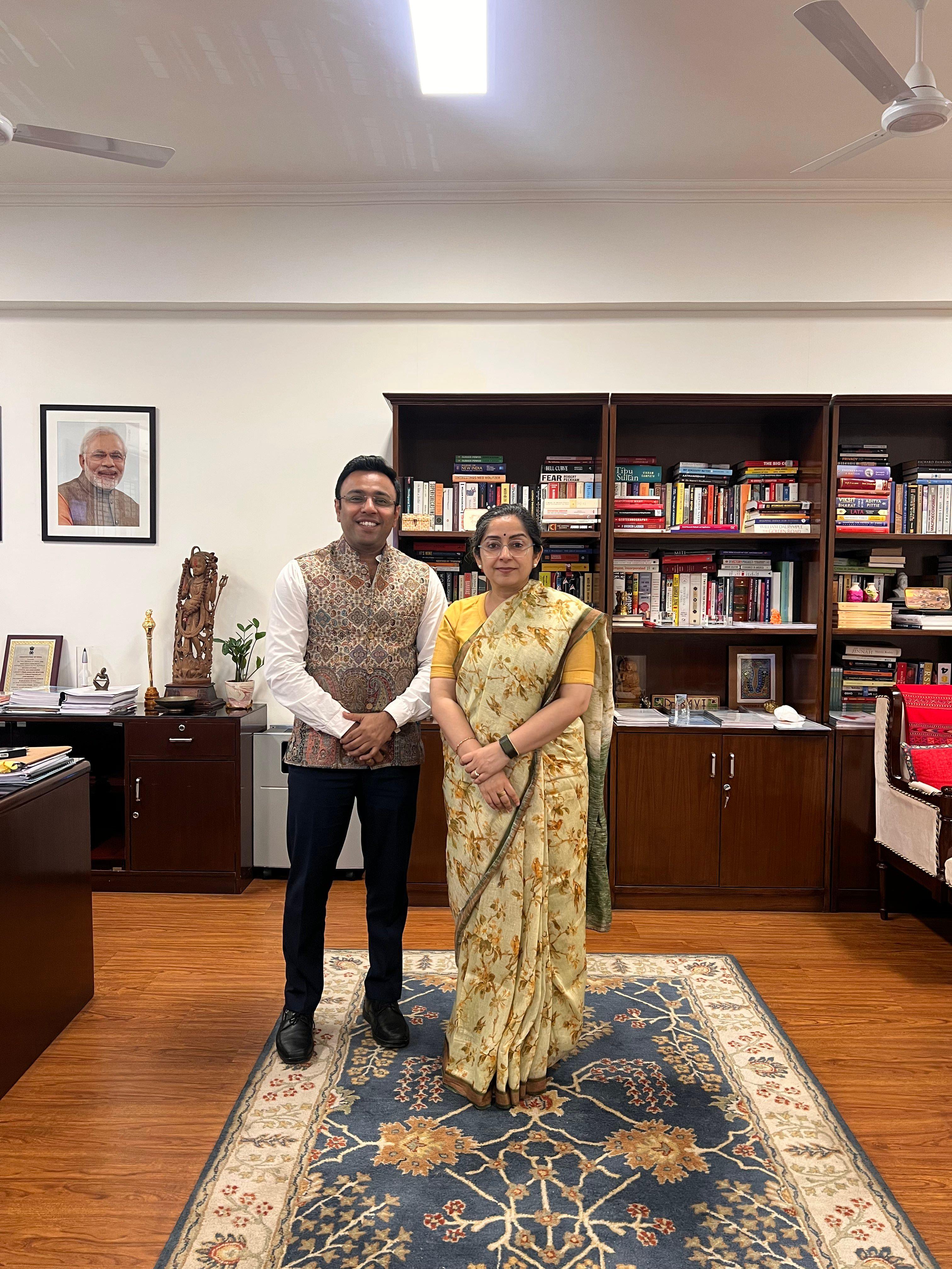 Pravin Kaushal with Prof. Shamika Ravi at NITI Aayog, New Delhi.
