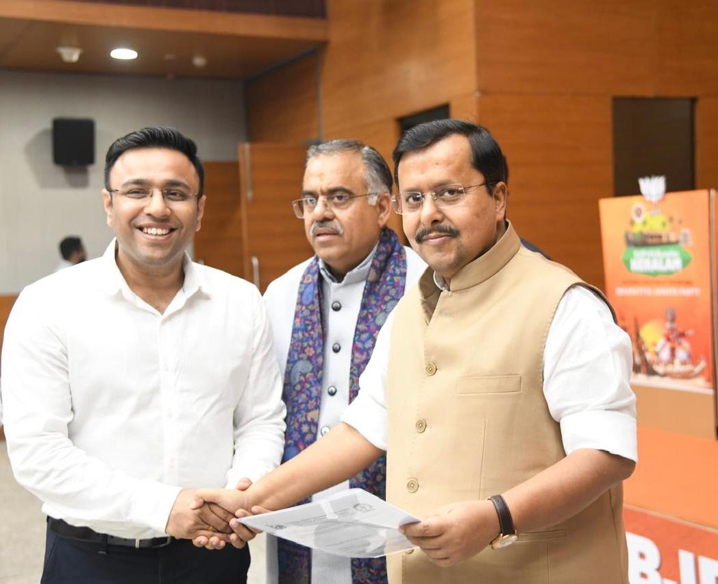 Pravin Kaushal with Shri Nitin Nabin at the BJP Headquarters, New Delhi.